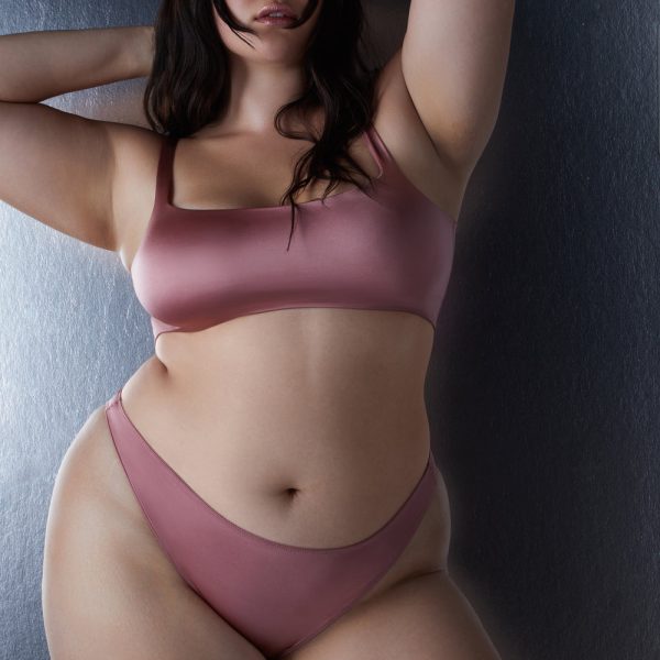 Skims Weightless Bikini in Black Stretch Satin | Size XXS-4XL