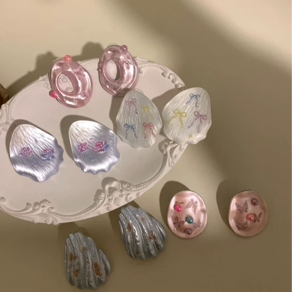 Afolo Garden Enamel Earrings with French Floral Design for Women