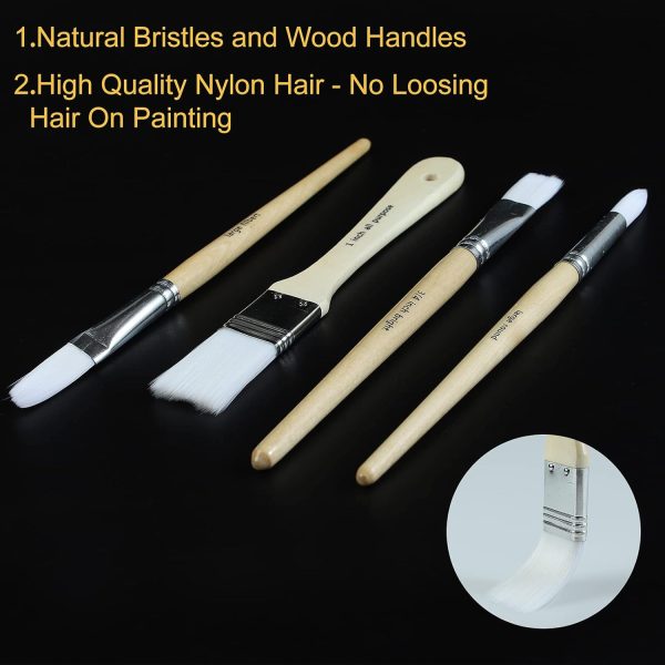 Paint Brushes Set of 24 Pieces Wooden Handles Brushes with Canvas Brush Case, Professional for Oil, Acrylic and Watercolor Painting-4