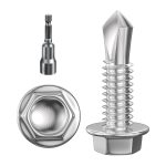 (300Pcs) #8×3/4" Hex Washer Head Self Drilling Screws, 410 Stainless Steel Metal SheetScrews，TEK Screws, Sheet Metal Self Tapping Screws-0