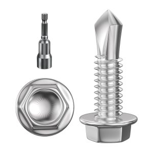 (300Pcs) #8×3/4" Hex Washer Head Self Drilling Screws, 410 Stainless Steel Metal SheetScrews,TEK Screws, Sheet Metal Self Tapping Screws-0