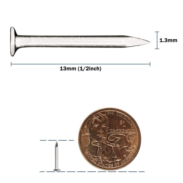 1200pcs Hardware Nails, 1/2'' × 18 Ga Nickel Plated Hanging Nails, Flat Head Nails, Wall Nails for Hanging, Finishing Nails, Tiny Nails, Small Nails (1/2 in)-2