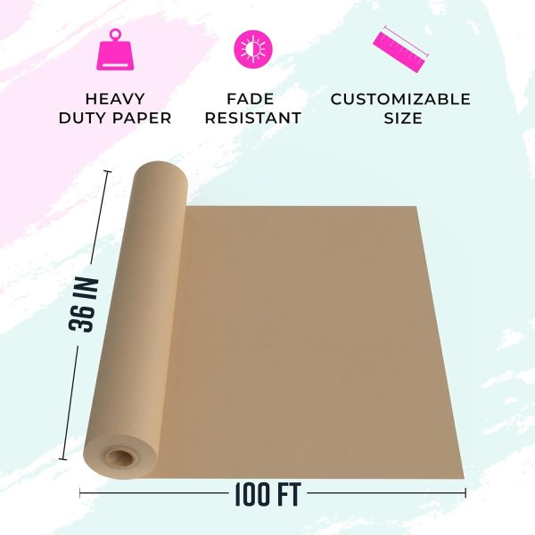 Large Brown Kraft Paper Roll - 36" x 1200" (100 ft) - Made in USA - Ideal for Gift Wrapping, Packing, Moving, Postal, Shipping, Parcel, Wall Art, Crafts, Bulletin Boards, Floor Cover or Table Runner-2