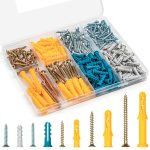 KURUI Drywall Anchors and Screws Assortment Kit 270PCS, 135 Plastic Dry Wall Expansion Anchors and 135 Philips Flat Head Wood Screws, 5 Sizes Wall Hanging Kit for Art Decor, Replaces Picture Nails-0