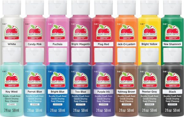 Apple Barrel, Vibrant Spectrum Collection Acrylic Craft Paint, PROMOABIII, 2 fl oz each, 16 assorted matte colors, 16 count-0