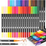 Soucolor Art Brush Markers Pens for Adult Coloring Books, 36 Colors Numbered Dual Tip (Brush and Fine Point) Marker Pen for Kids Note taking Planner Hand Lettering Calligraphy Drawing Journaling-0