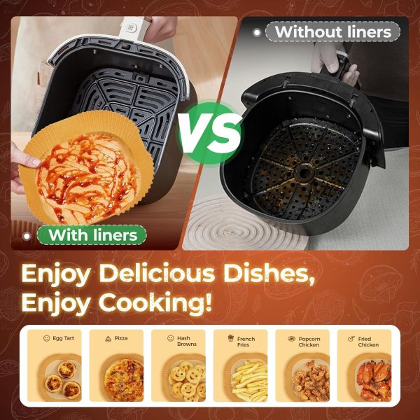Air Fryer Liners Disposable, 150Pcs 8" Square [Food Grade Material] Unbleached Parchment Paper Liners Non-Stick & Waterproof Oilproof for 5-8 QT Airfryer Basket, Baking, Roasting Microwave, Oven-3