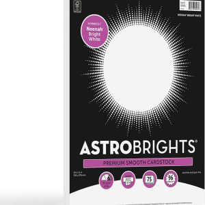Astrobrights/Neenah Bright White Cardstock, 8.5" x 11", 65 lb/176 gsm, White, 75 Sheets (90905-02) - Packaging May Vary-0