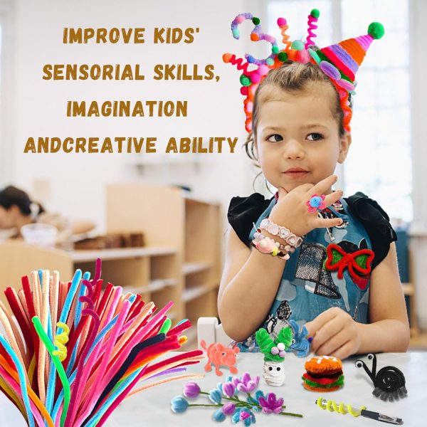 Pipe Cleaners Craft Bulk,Kids Toys & Games Gifts,200pcs Arts Crafts,Chenille Stems Art Supplies for Projects Creative DIY Room Decor,Christmas Decorations,Juegos para Niños Fidget Toys for Ages 5-7-2