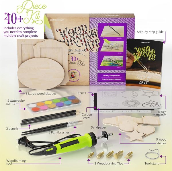 Craft Culture Beginners Wood Burning Kit for Kids, Teenage Boys & Girls - Christmas Gifts for Boy & Girl - Craft Projects Birthday Gift Idea for Children Teen Woodburning DIY Hobby Kits Art Activities-1