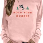 Winter Sweatshirt Damen Langarm Rundhalsausschnitt Modedruck Weicher Casual Pullover Bluse Täglicher Bequeme Passform-0