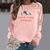 Winter Sweatshirt Damen Langarm Rundhalsausschnitt Modedruck Weicher Casual Pullover Bluse Täglicher Bequeme Passform-2