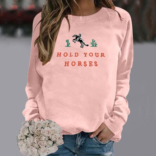 Winter Sweatshirt Damen Langarm Rundhalsausschnitt Modedruck Weicher Casual Pullover Bluse Täglicher Bequeme Passform-2